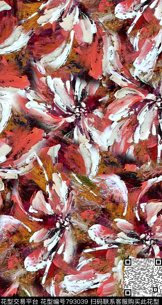 艺术风格抽象纹路花卉数码印花华亿平台下载（图片编号: 793039） - 瓦栏（Walan）