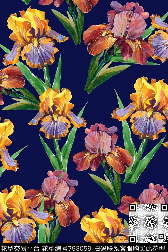 大花乱花手绘数码印花华亿平台下载（图片编号: 793059） - 瓦栏（Walan）