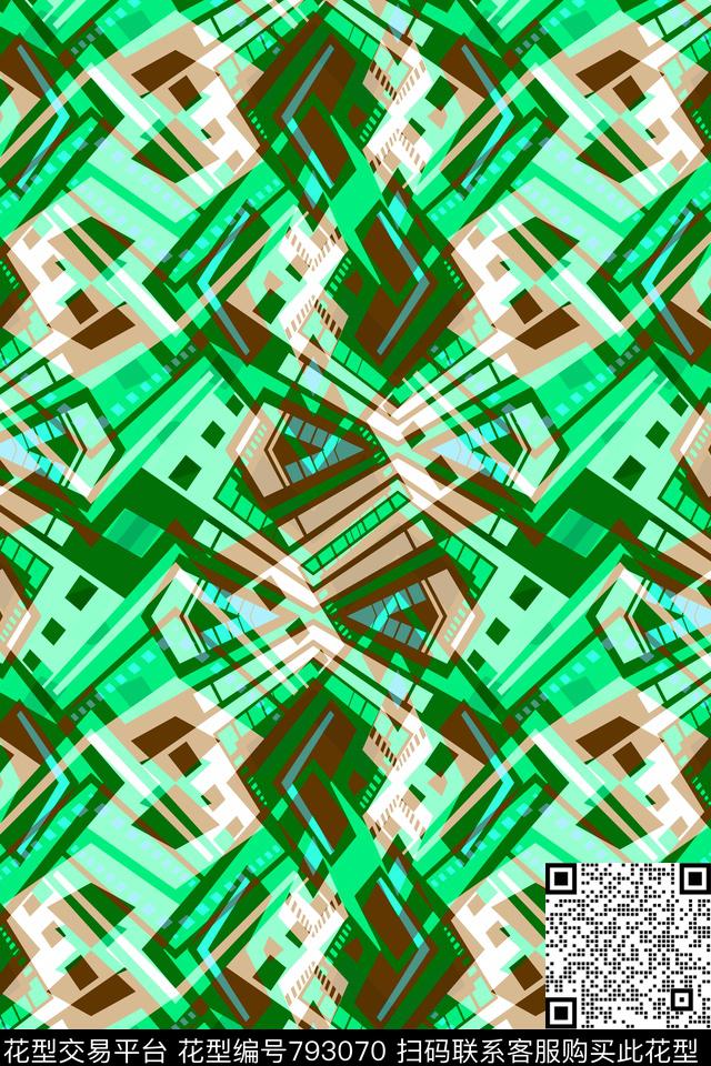 小方块三角形不规则几何传统印花华亿平台下载（图片编号: 793070） - 瓦栏（Walan）