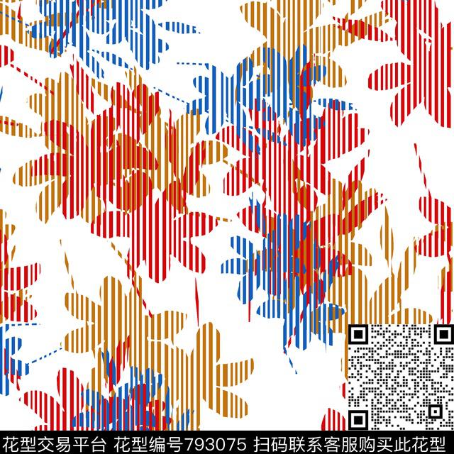 大花解构几何传统印花华亿平台下载（图片编号: 793075） - 瓦栏（Walan）