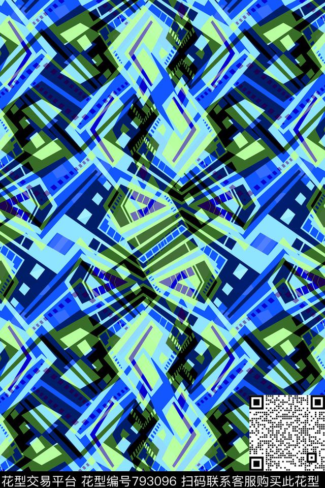 小方块三角形不规则几何传统印花华亿平台下载（图片编号: 793096） - 瓦栏（Walan）