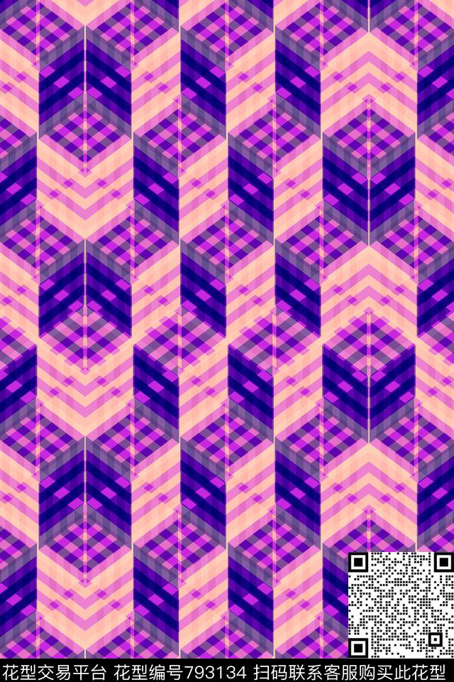 马赛克小方块不规则几何传统印花华亿平台下载（图片编号: 793134） - 瓦栏（Walan）