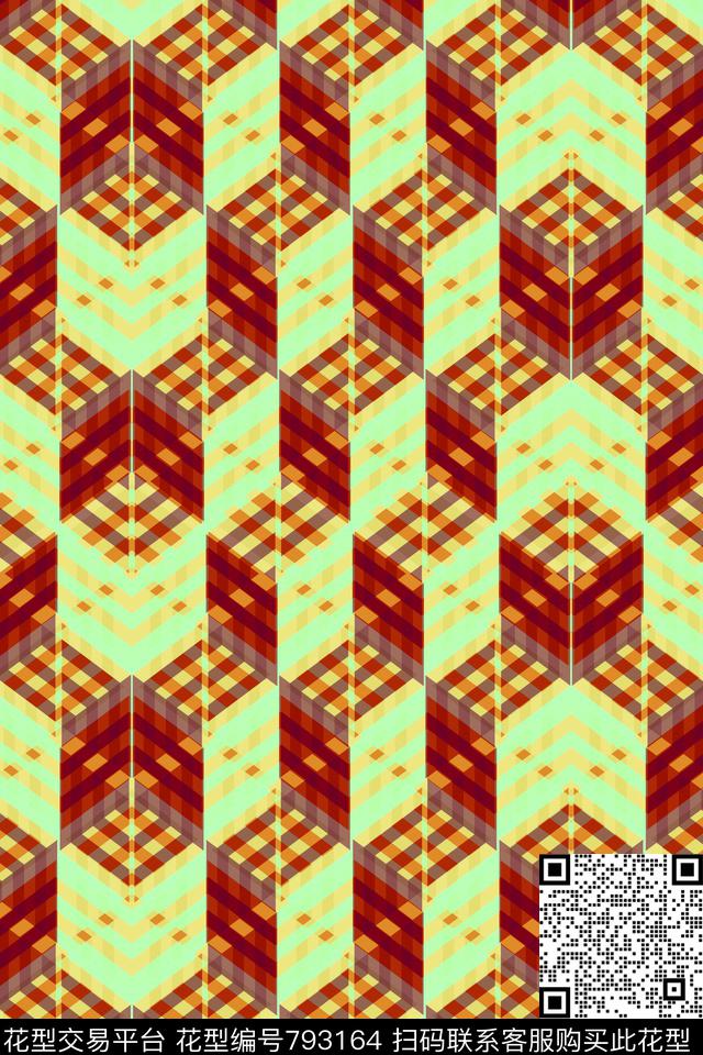 马赛克小方块不规则几何传统印花华亿平台下载（图片编号: 793164） - 瓦栏（Walan）