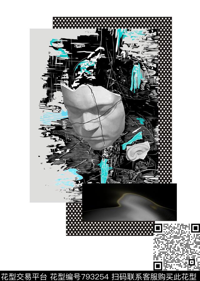 前胸印花不规则几何传统印花华亿平台下载（图片编号: 793254） - 瓦栏（Walan）