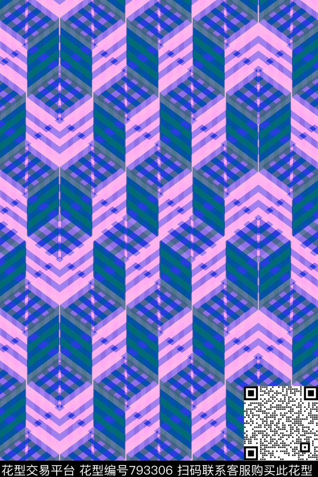 马赛克小方块不规则几何传统印花华亿平台下载（图片编号: 793306） - 瓦栏（Walan）