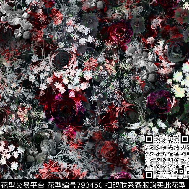 花卉手绘花卉唯美花卉数码印花华亿平台下载（图片编号: 793450） - 瓦栏（Walan）