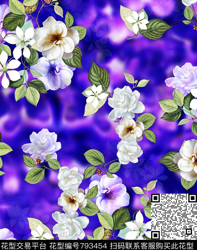 花卉手绘花卉唯美花卉数码印花华亿平台下载（图片编号: 793454） - 瓦栏（Walan）