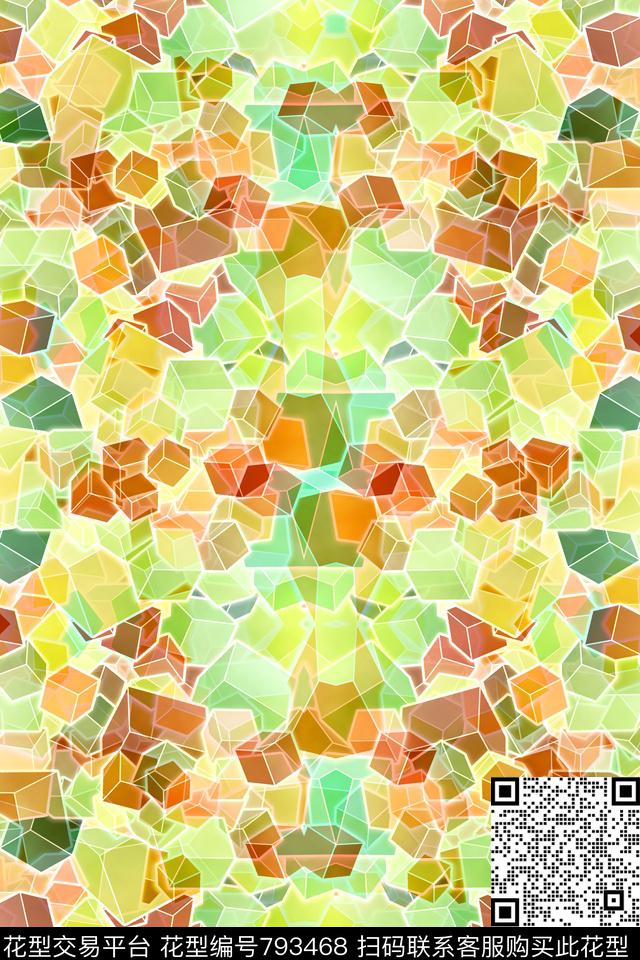 小方块不规则几何几何传统印花华亿平台下载（图片编号: 793468） - 瓦栏（Walan）