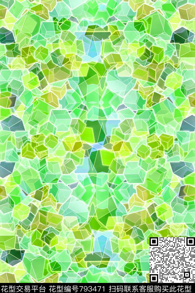 小方块不规则几何几何传统印花华亿平台下载（图片编号: 793471） - 瓦栏（Walan）