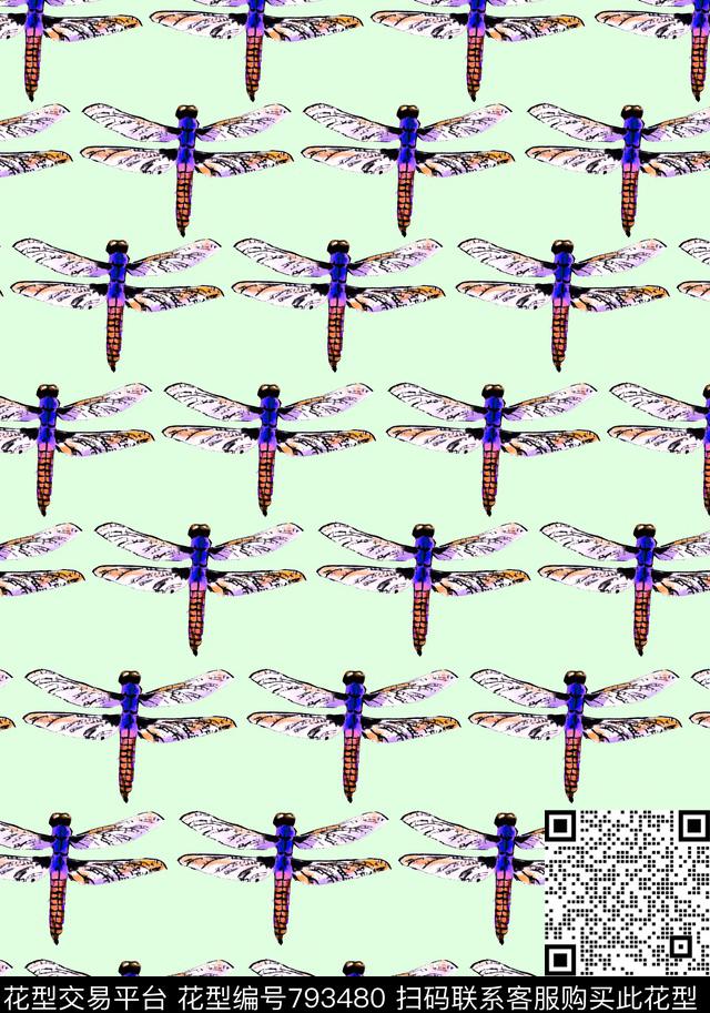 蜻蜓简约时尚动物传统印花华亿平台下载（图片编号: 793480） - 瓦栏（Walan）