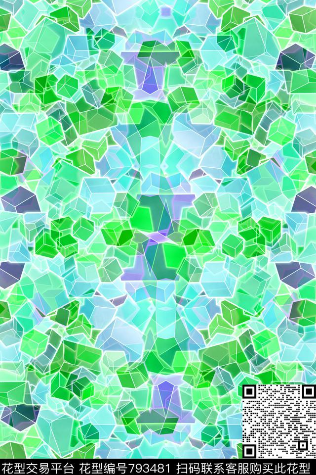 小方块不规则几何几何传统印花华亿平台下载（图片编号: 793481） - 瓦栏（Walan）