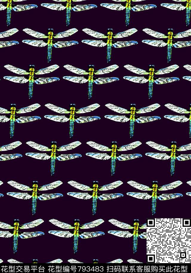 蜻蜓简约时尚动物传统印花华亿平台下载（图片编号: 793483） - 瓦栏（Walan）