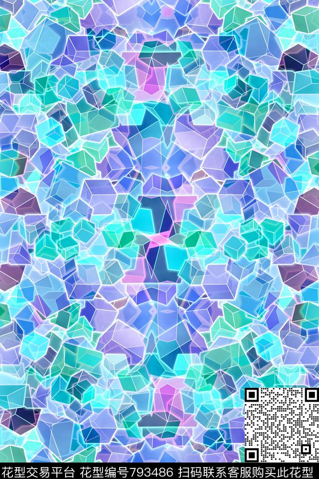 小方块不规则几何几何传统印花华亿平台下载（图片编号: 793486） - 瓦栏（Walan）