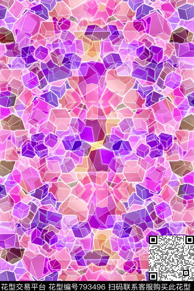 小方块不规则几何几何传统印花华亿平台下载（图片编号: 793496） - 瓦栏（Walan）