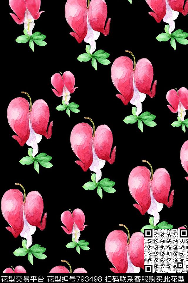 大花花朵花卉数码印花华亿平台下载（图片编号: 793498） - 瓦栏（Walan）