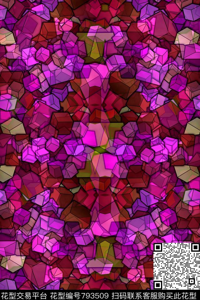 小方块不规则几何几何传统印花华亿平台下载（图片编号: 793509） - 瓦栏（Walan）