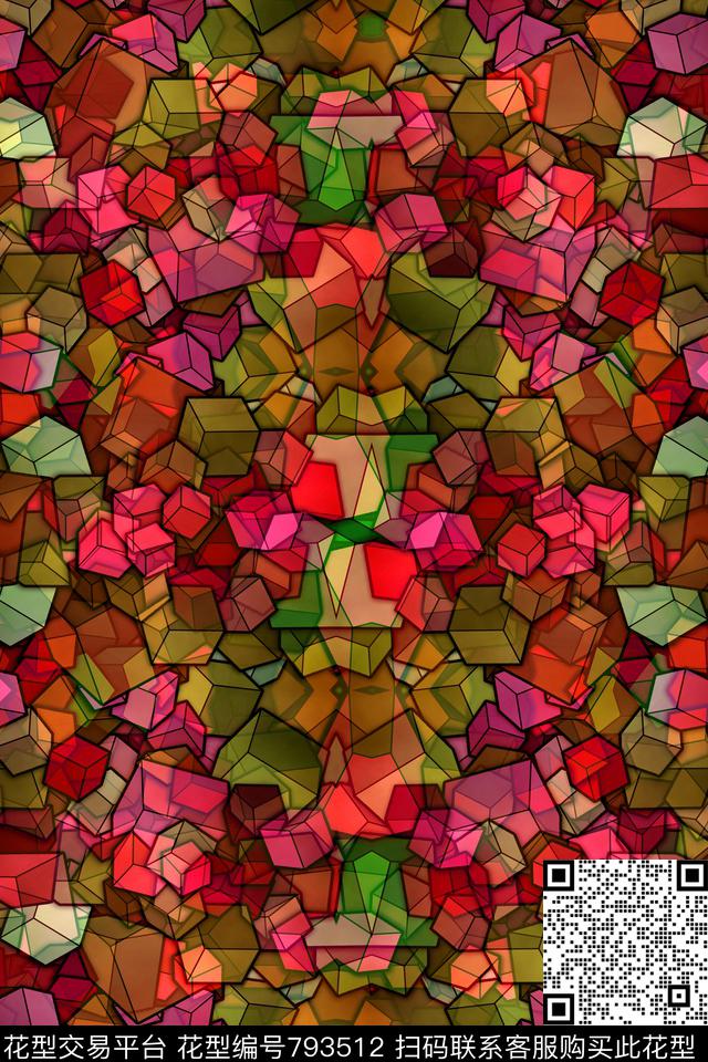 小方块不规则几何几何传统印花华亿平台下载（图片编号: 793512） - 瓦栏（Walan）