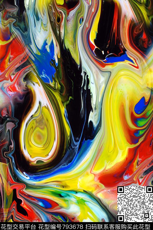 笔触油墨笔刷数码印花华亿平台下载（图片编号: 793678） - 瓦栏（Walan）