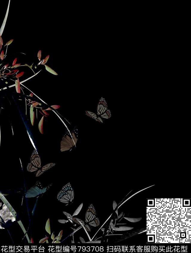 花草蝴蝶男装T恤华亿平台数码印花华亿平台下载（图片编号: 793708） - 瓦栏（Walan）