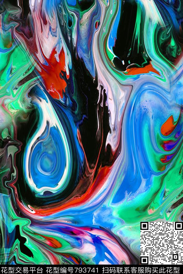 笔触油墨笔刷数码印花华亿平台下载（图片编号: 793741） - 瓦栏（Walan）