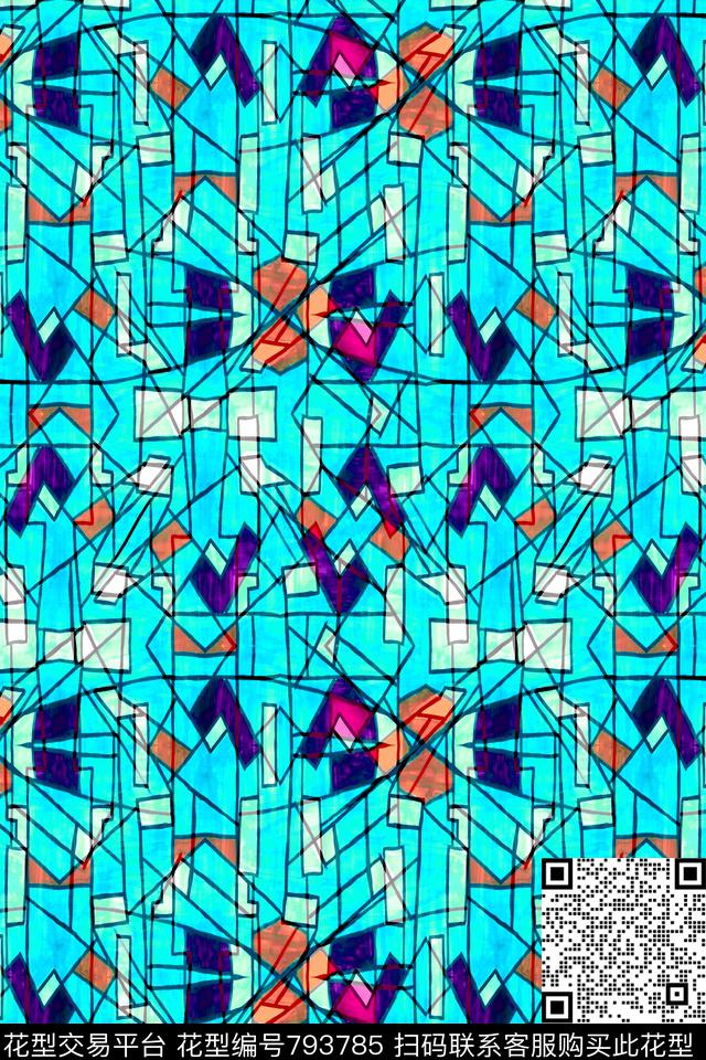 不规则几何色块小方块数码印花华亿平台下载（图片编号: 793785） - 瓦栏（Walan）