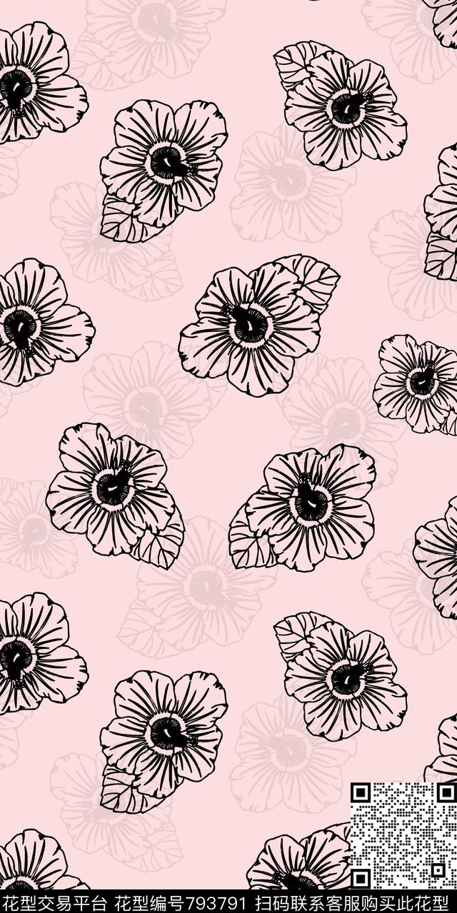 散花花卉小碎花传统印花华亿平台下载（图片编号: 793791） - 瓦栏（Walan）