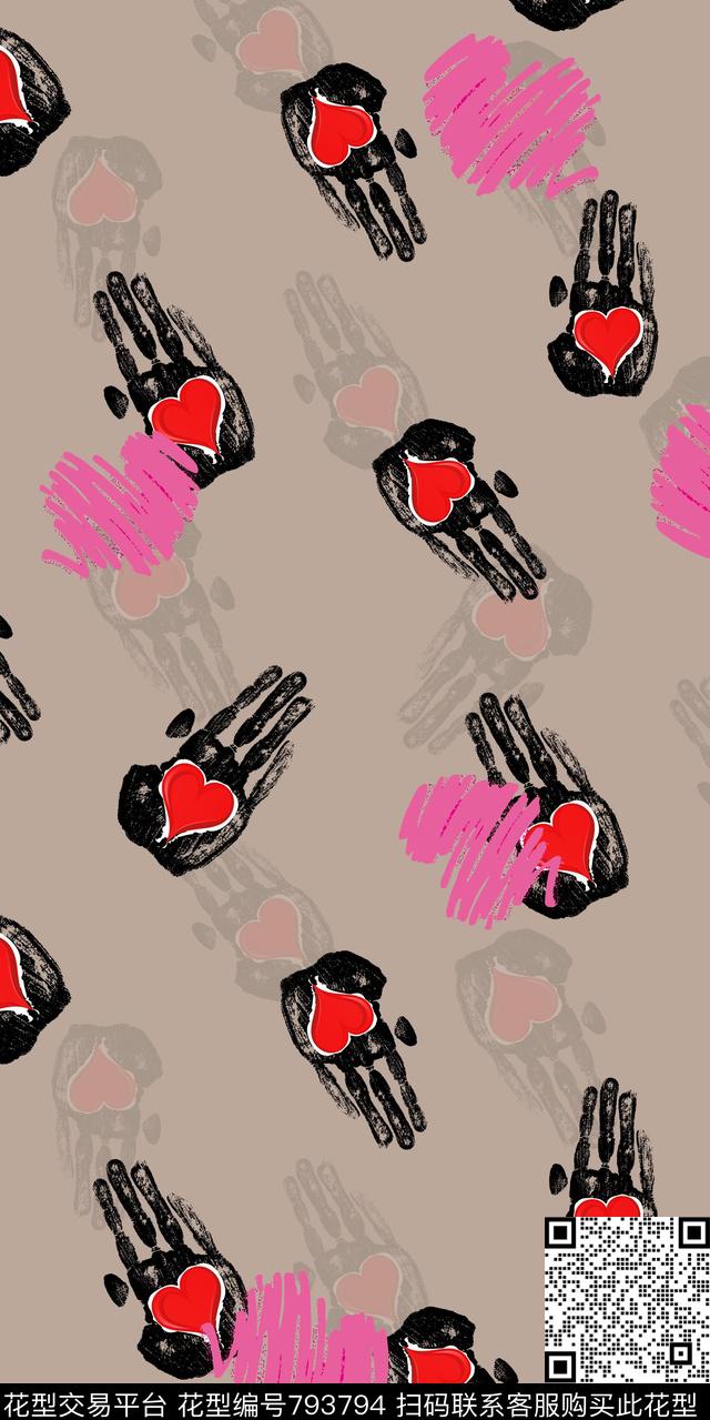 手掌爱心手数码印花华亿平台下载（图片编号: 793794） - 瓦栏（Walan）