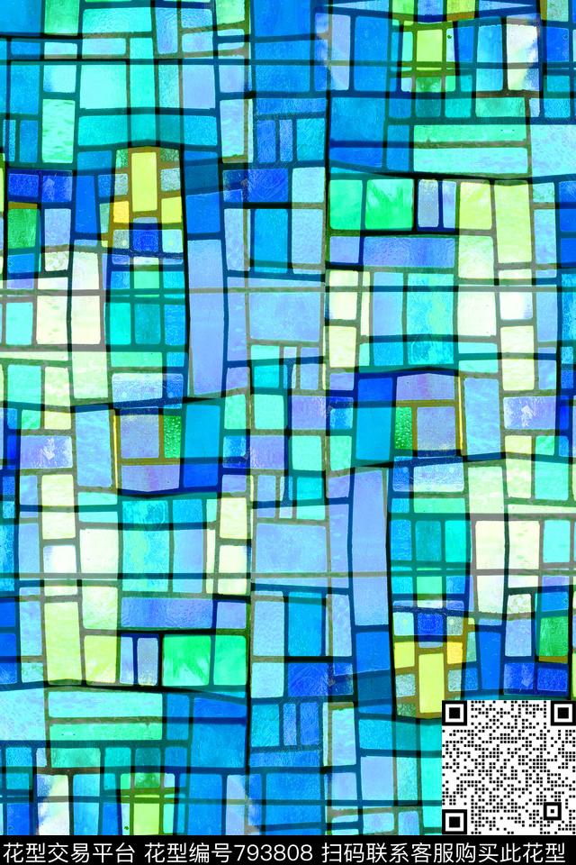 不规则几何色块小方块传统印花华亿平台下载（图片编号: 793808） - 瓦栏（Walan）