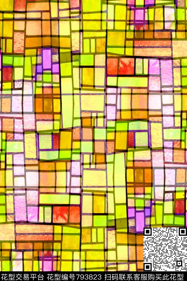 不规则几何色块小方块传统印花华亿平台下载（图片编号: 793823） - 瓦栏（Walan）