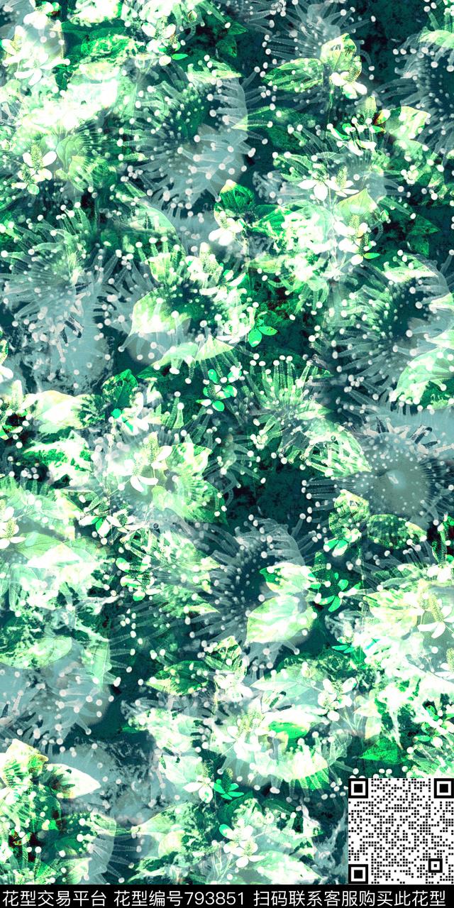 乱花数码叶子数码印花华亿平台下载（图片编号: 793851） - 瓦栏（Walan）