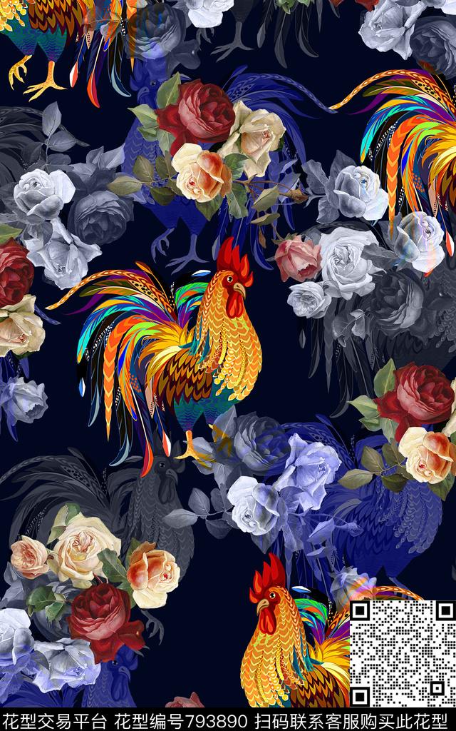 数码花女装满版数码印花华亿平台下载（图片编号: 793890） - 瓦栏（Walan）