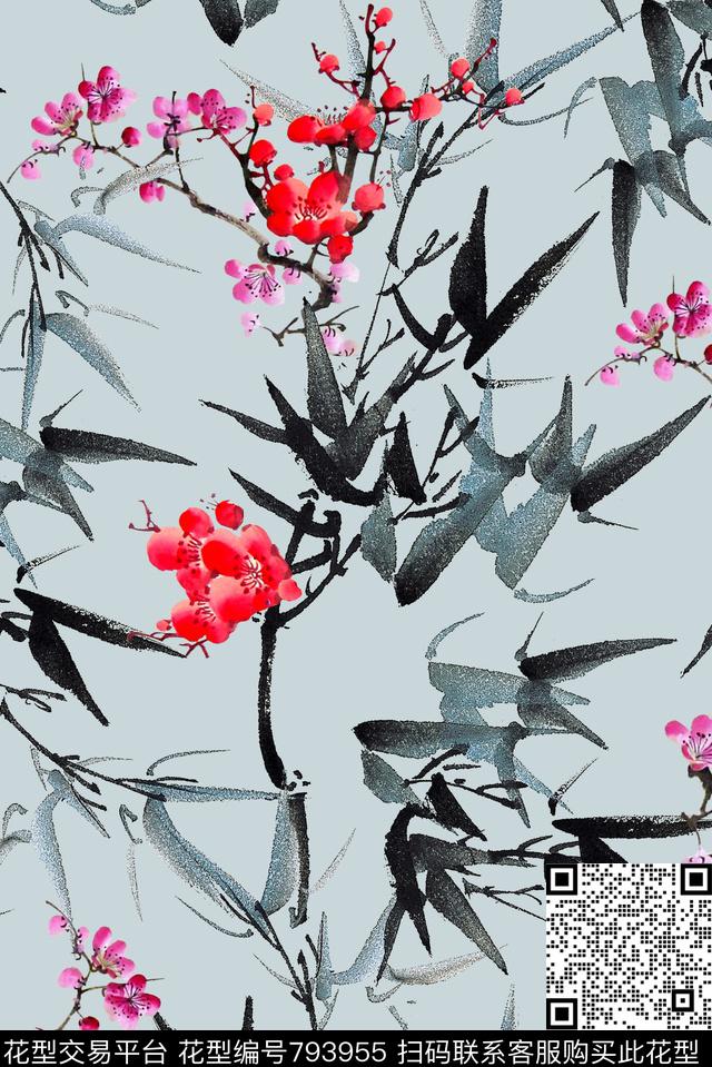 民族风时尚花卉数码印花华亿平台下载（图片编号: 793955） - 瓦栏（Walan）