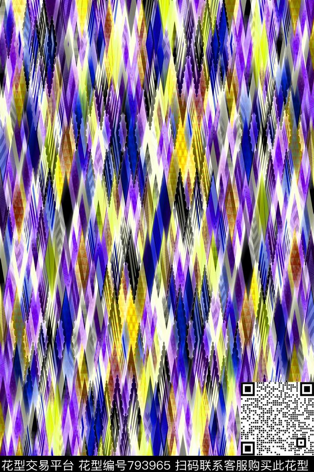 不规则几何小方块菱形传统印花华亿平台下载（图片编号: 793965） - 瓦栏（Walan）