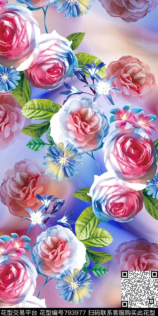 花朵鲜花数码印花数码印花华亿平台下载（图片编号: 793977） - 瓦栏（Walan）