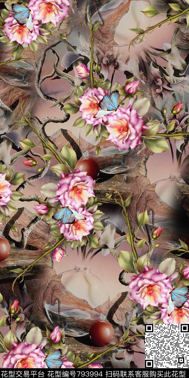小碎花花卉花朵数码印花华亿平台下载（图片编号: 793994） - 瓦栏（Walan）