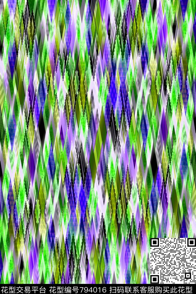 不规则几何小方块菱形传统印花华亿平台下载（图片编号: 794016） - 瓦栏（Walan）