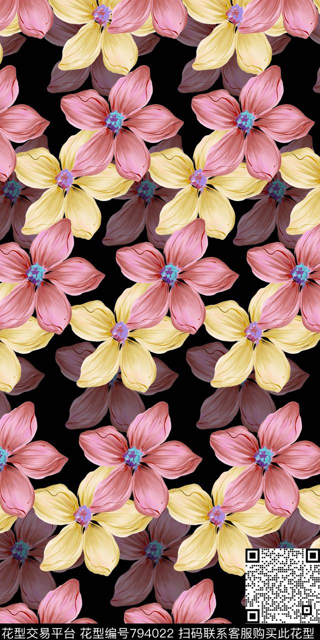 花卉菊花大花数码印花华亿平台下载（图片编号: 794022） - 瓦栏（Walan）