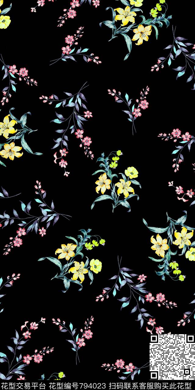 花卉小花小碎花数码印花华亿平台下载（图片编号: 794023） - 瓦栏（Walan）