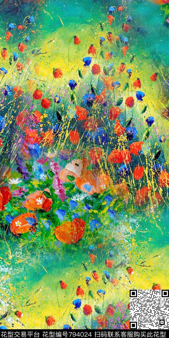 乱花花卉花朵数码印花华亿平台下载（图片编号: 794024） - 瓦栏（Walan）