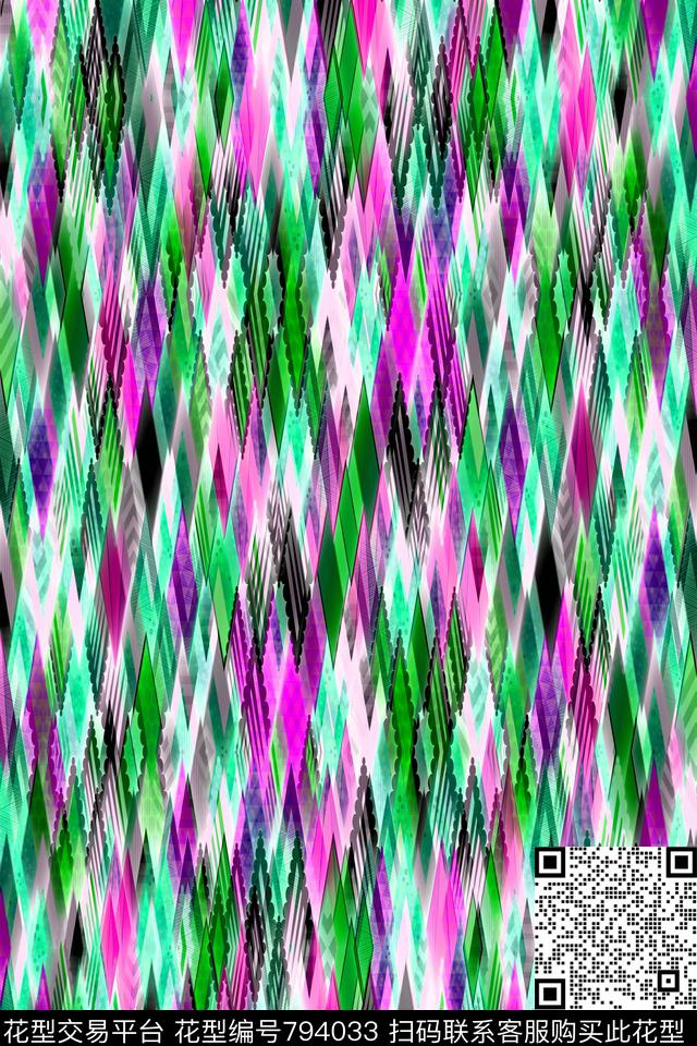 不规则几何小方块菱形传统印花华亿平台下载（图片编号: 794033） - 瓦栏（Walan）