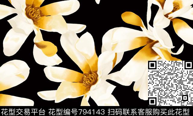 兰花花朵花卉传统印花华亿平台下载（图片编号: 794143） - 瓦栏（Walan）