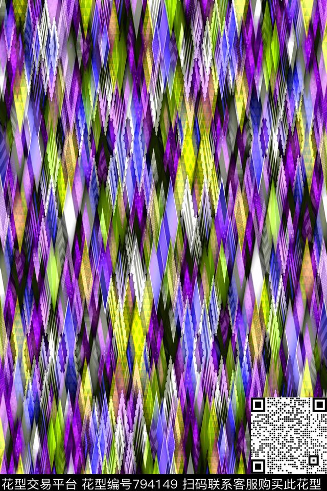 不规则几何小方块菱形传统印花华亿平台下载（图片编号: 794149） - 瓦栏（Walan）