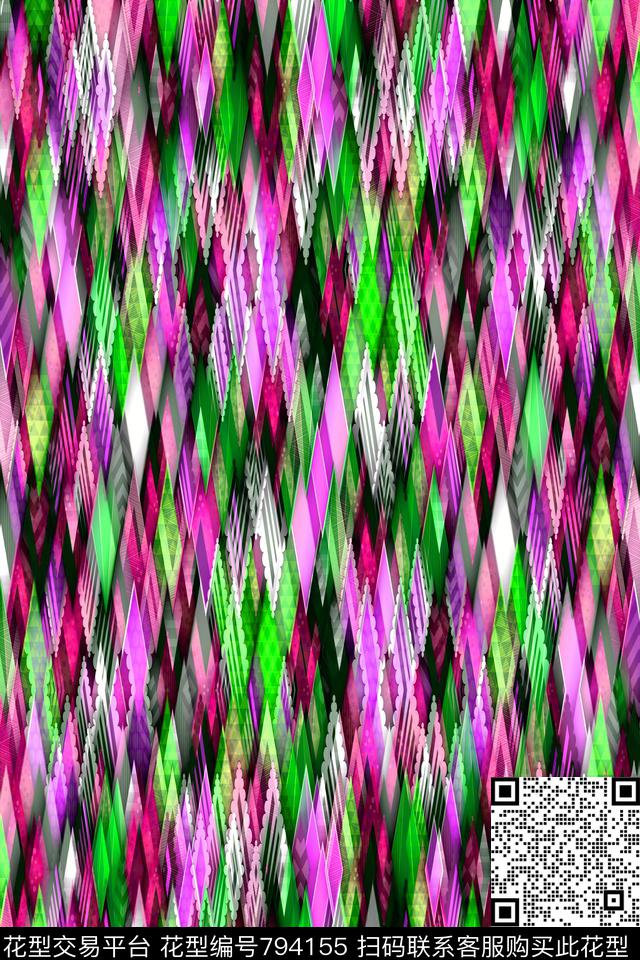 不规则几何小方块菱形传统印花华亿平台下载（图片编号: 794155） - 瓦栏（Walan）