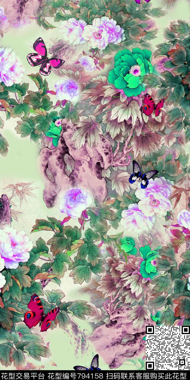 花鸟花朵花卉数码印花华亿平台下载（图片编号: 794158） - 瓦栏（Walan）
