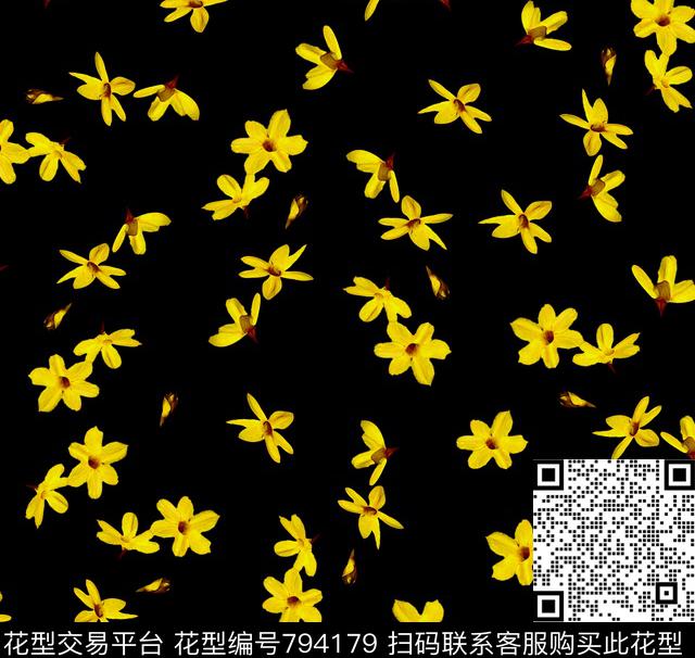 春季花卉迎春花数码印花华亿平台下载（图片编号: 794179） - 瓦栏（Walan）
