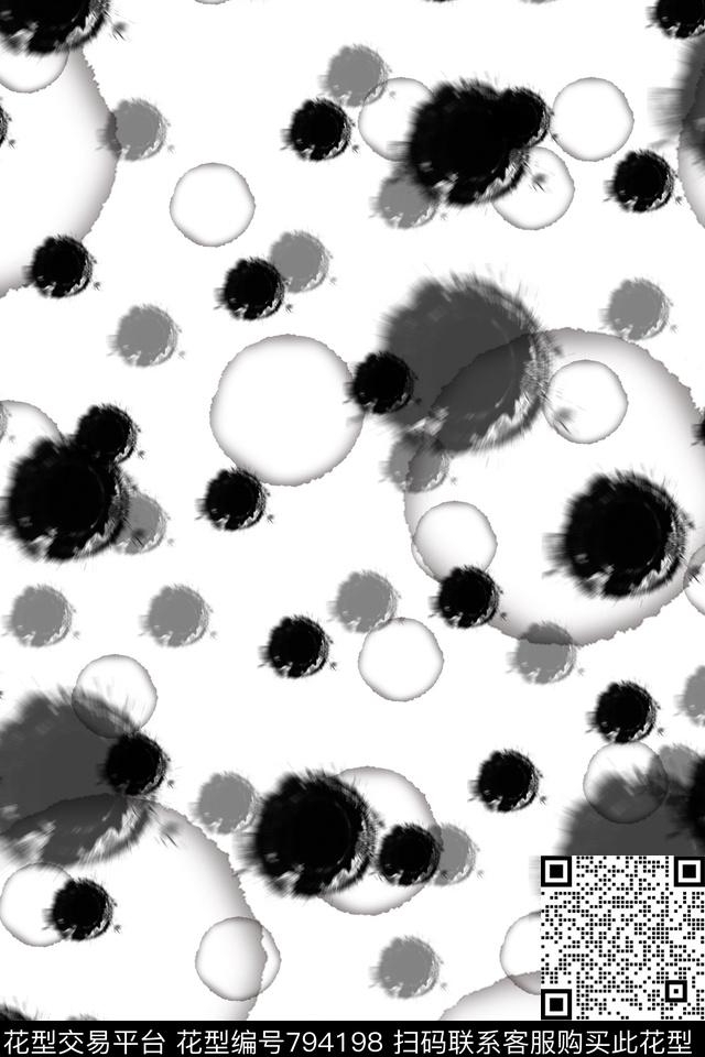 黑白波点波点圆圈传统印花华亿平台下载（图片编号: 794198） - 瓦栏（Walan）