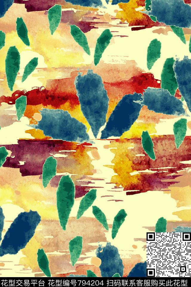 艺术笔触不规则几何波普色彩传统印花华亿平台下载（图片编号: 794204） - 瓦栏（Walan）