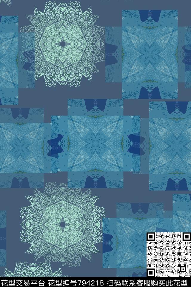 格子图案沙发布时尚抽象花卉传统印花华亿平台下载（图片编号: 794218） - 瓦栏（Walan）