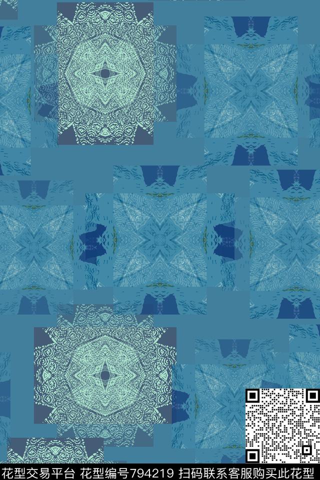 格子图案沙发布时尚抽象花卉传统印花华亿平台下载（图片编号: 794219） - 瓦栏（Walan）