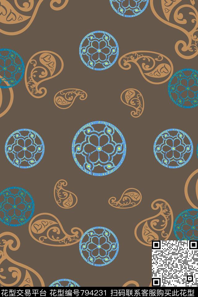 圆圈与波点民族风图案沙发布时尚传统印花华亿平台下载（图片编号: 794231） - 瓦栏（Walan）